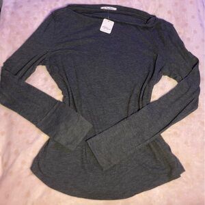 Free People Charcoal Long Sleeve Tee
